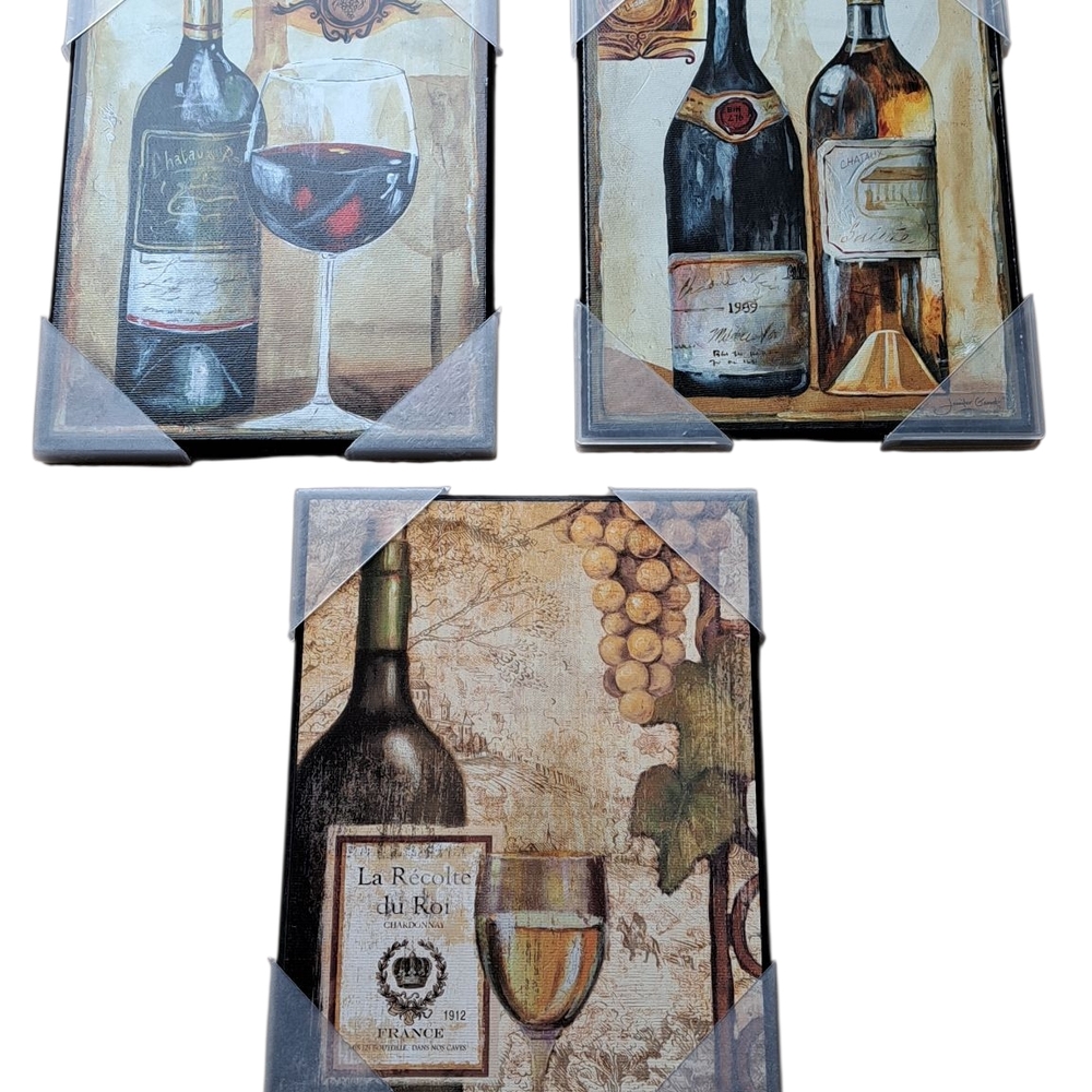 Wine Bottle and Glass Wall Art Set